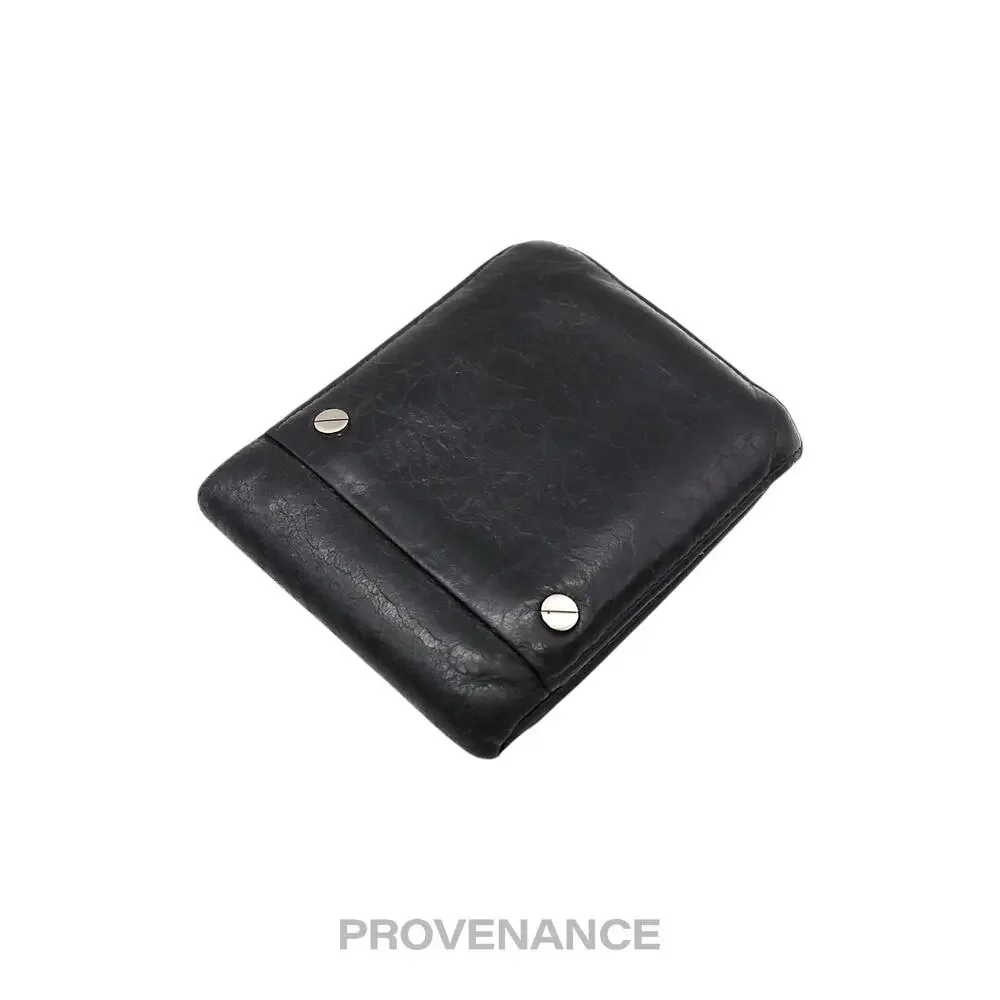 🔴 Balenciaga Screw Stud Bifold Wallet - Black Lambskin
